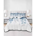 thumbnail image 3 of Quilts Twin XL Size, Teal Blue Eucalyptus Leaves Soft Comforter Bedding Set for Bed, Spring Farmhouse Botanical Lightweight Quilted Bedspread with Pillow Cover(2 Pieces) for All Season, 68x98 Inch, 3 of 6