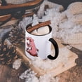 thumbnail image 5 of Cute Happy Pink Pig In Mud, 11oz Two-Tone Black Mug, 5 of 7