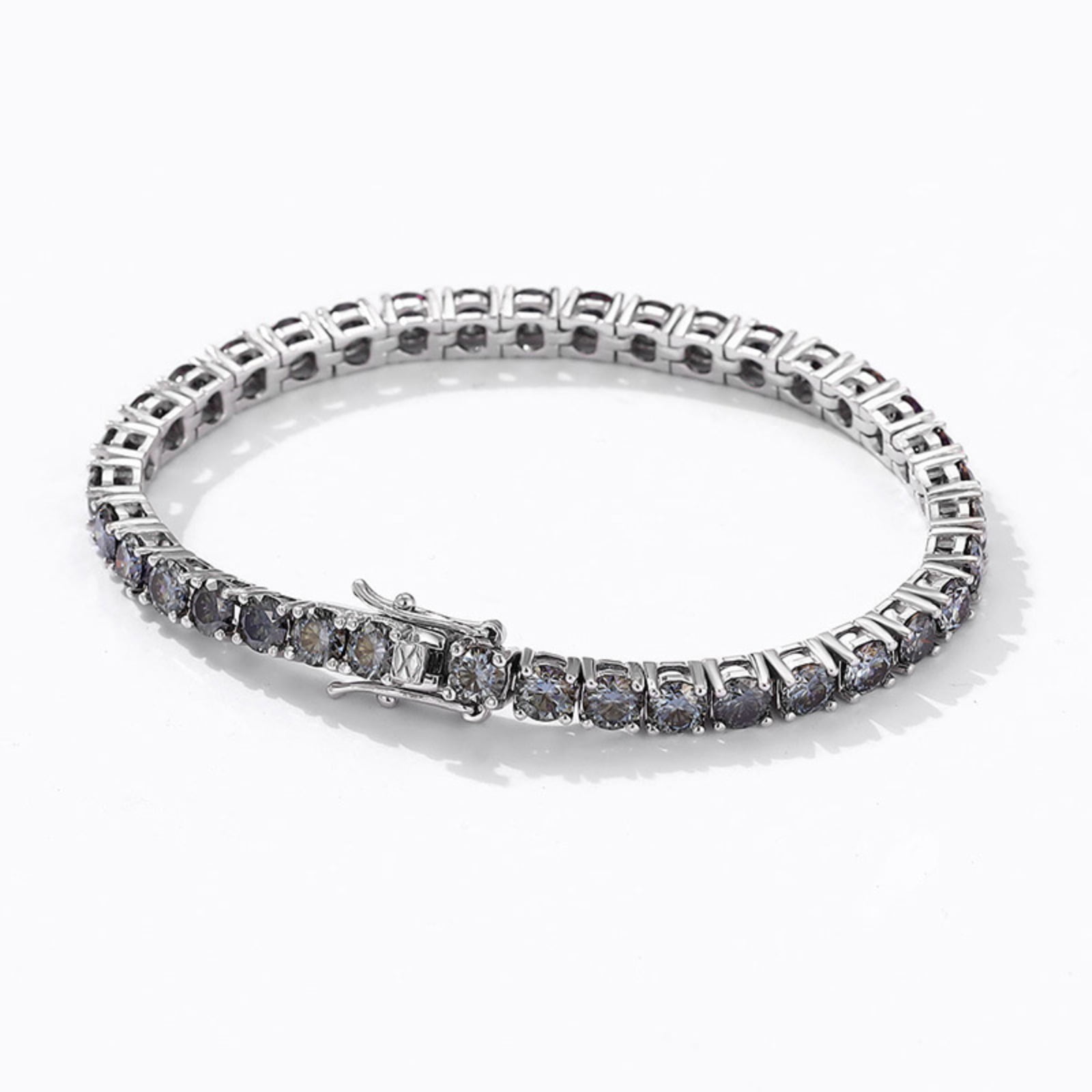 4MM Grey Moissanite Tennis Bracelets for Women Unisex 925 Silver Plated 18K White Gold Tennis Bracelet Men D Color VVS1 Moissanite Diamond Bracelet Jewelry 16-23CM