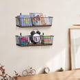 thumbnail image 4 of Wetheny Extra large Hanging Wire Basket with Detachable Wood Base and Steel Hooks - Farmhouse Décor Toilet Paper Basket - Wire Storage Basket for Bathroom, Kitchen, Pantry, Garage ( Pack 2 ), 4 of 8