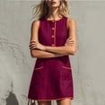 thumbnail image 6 of Atogsazn Womens Summer Button Mini Dress Casual Sleeveless Contrast Trim Loose Dresses A-Line Sundress Wine XL Fashion, 6 of 7