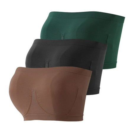 

Spdoo 3 Packs Women s Seamless Bandeau Crop Tube Top Bra Strapless Non-Padded Bralette