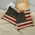 thumbnail image 5 of 4th of July Pillow Covers 18x18 Inch Set of 2, Vintage American Flag Decor Patriotic Throw Pillows Memorial Independence Day Pillowcase Outdoor Decorations Linen Cushion Case for Couch Sofa, 5 of 6