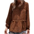 thumbnail image 1 of Camiseta de cuello redondo de manga larga informal para vacaciones sueltas de otoño e invierno de manga regular a la moda para mujer Pompotops FGAJ12319, 1 of 8