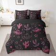 thumbnail image 2 of jejeloiu Western Cowgirl Hats 7pcs Bedding Comforter Set,Cute Stars Print Queen Bedding Sets For Girls Teens Reversible, 2 of 8