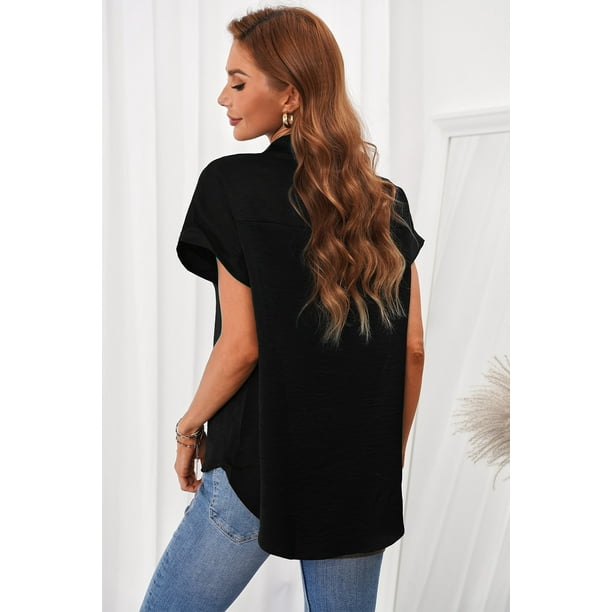 Camisa negra mujer manga corta new arrivals