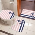 thumbnail image 4 of Anchor Pink Bath Mat 3 Piece Bathroom Rug Set, Modern Navy Blue White Striped Nautical Non Slip Bath Rug Contour Mat and Toilet Lid Cover, Absorbent Shower Mats Soft Bath Rugs and Mats Sets, 4 of 8