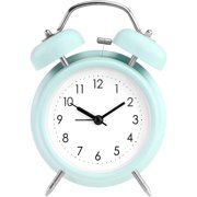 STAR MOON 5 inches Twin Bell Quartz Analog Alarm Clock  with Night Light , Green Battery Operated Clock