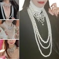 thumbnail image 2 of Multi Strand Imitation Pearls Bead Necklace Adjustable Length Fashion Neckpiece, 2 of 11