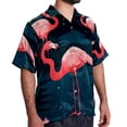 thumbnail image 2 of Flamingo Tropical Rainforest Men's Button Down Casual Hawaiian Print Short Sleeve Summer Beach Shirt, 2 of 6