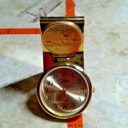 COLIBRI 24kt GOLD PLATED MONEY CLIP WATCH STATE QUARTER of SOUTH CAROLINA