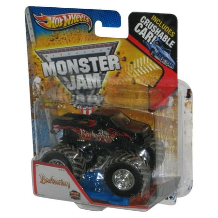 Hot Wheels Monster Jam Barbarian (2012) Mattel Toy Truck w/ Crushable Car - (Plastic Loose From Blister Card)