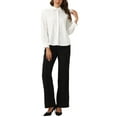 thumbnail image 2 of INSPIRE CHIC Women's Work Shirt Long Sleeve Embroidery Collar Button Down Shirt XS White, 2 of 5