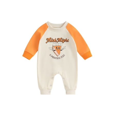 

Baby Thanksgiving Romper Raglan Long Sleeve Crew Neck Jumpsuit