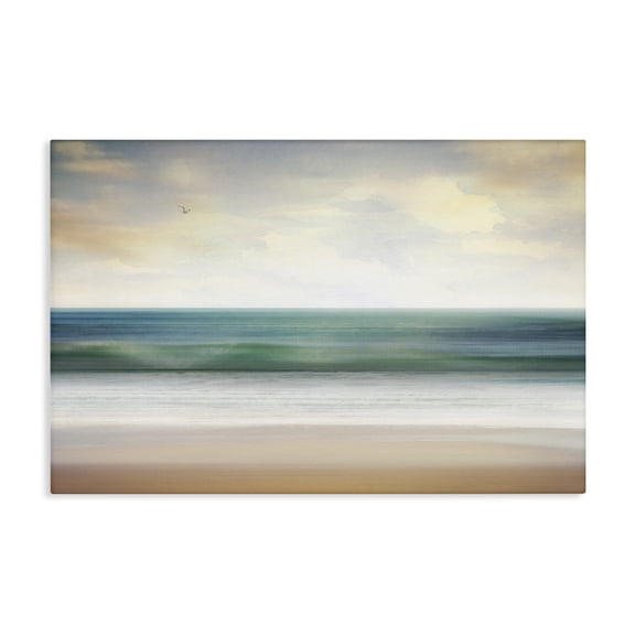 Stupell Industries Lone Seagull Over Beach Landscape Painting Gallery Wrapped Canvas Art Print Wall Art, 24 x 16