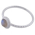 thumbnail image 2 of Natural Blue Flash Labradorite 5mm Cabochon Round Shape Gemstone Surrounded By Rawa Work with Beautiful Engraved Shank Handmade 925 Sterling Solid Silver Ring For Women, 2 of 2
