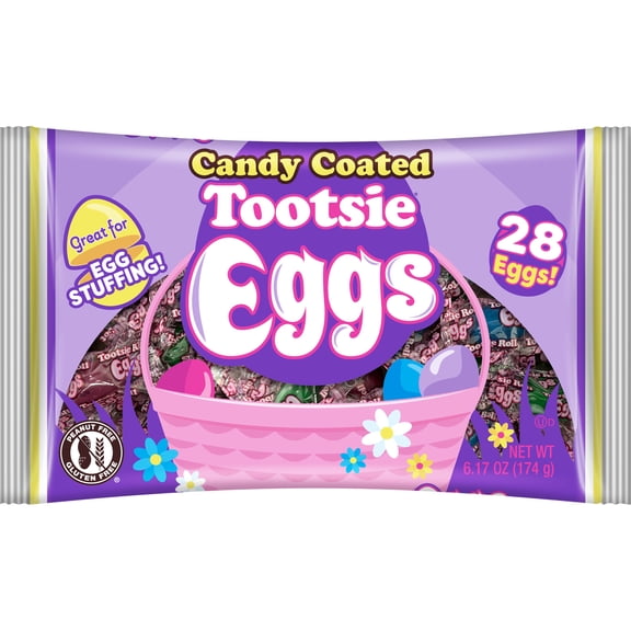 Tootsie Roll Candy Coated Chocolate Eggs, Individually Wrapped, 6.17 oz, Peanut Free, Gluten Free, Contains Milk and Soy
