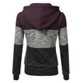 thumbnail image 3 of Doublju 3 Color Block Fleece Basic Zip-Up Hoodie Jacket, 3 of 3