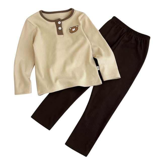 Ensemble de Pyjama T-Shirt à Manches Longues et Pantalon Imprimé Dessin Animé pour Filles Automne Hiver Confort