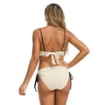 thumbnail image 3 of Gyexs Maternity Bikini Sets Color Block Two Piece Swimsuit V Neck Bathing Suit Swimwear #04 Beige, Size L, 3 of 6