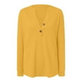 thumbnail image 4 of ZJXFGS Womens Plus Size Casual Shirts Blouses for Women Dressy Long Sleeve Shirt for Women Women Long Sleeve Tops Cute Tops Womens Tops 3/4 Length Sleeve Yellow S, 4 of 5
