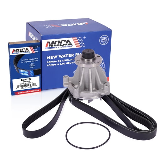 MOCA AUTOPARTS Water Pump w/ Belt Fit for 2006-2010 Ford Explorer 4.6L & 2006-2010 Mercury Mountaineer 4.6L & 2009 Lincoln Navigator 5.4L