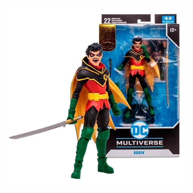 Figura McFarlane Spin Master Damian Wayne Robin DC vs Vampiros Gold Label 7 pulgadas
