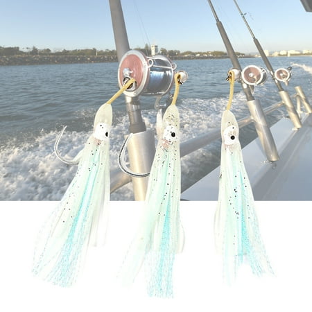 LIVEST 3Pcs Fishing Hook Flexible High Simulation Barbed Soft PVC Luminous Octopus Bait Squid Skirt Jigging Hook Sea Fishing