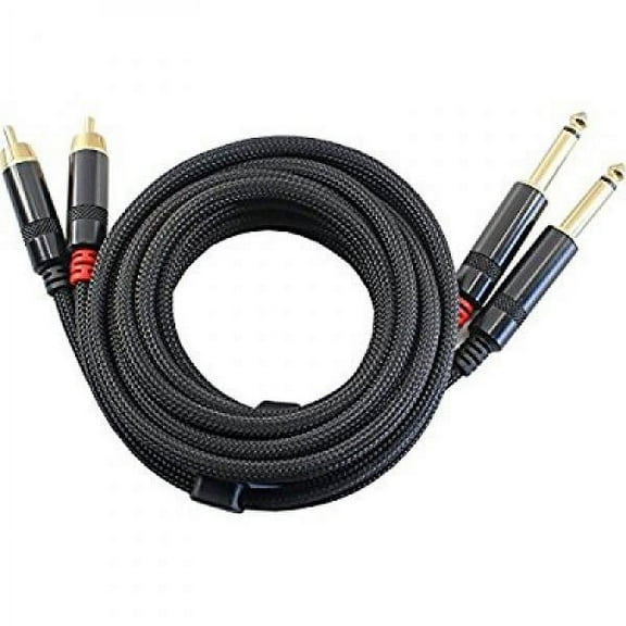 Professional Audio Cable Voyz Nylon Dual 1/4 Inch Mono to 2 RCA Plug Vz-n262-6ft