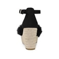 thumbnail image 2 of BLISSFUL STEP Women's Sandals Wedge Heels Espadrille Platform Faux Fur Ankle Strap Sandals Black 8.5, 2 of 6