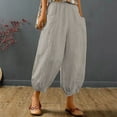 thumbnail image 2 of AIEOTT Lightweight Harem Pants Women Baggy Cotton Linen Pants Casual Breathable Pants Summer Vacation Pants Fashion Streetwear, 2 of 5