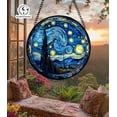 thumbnail image 3 of Starry Night Stained Glass Suncatcher, Van Gogh Acrylic Suncatcher, Star Window Art, Gift for Art Lovers, Swirling Blue Boho Decor 4296989805, 3 of 4