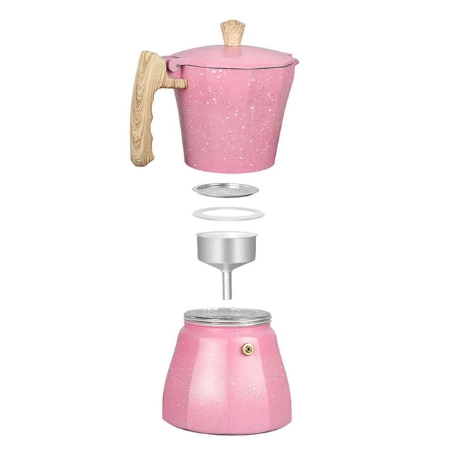 4X Latte Mocha Coffee Maker Italian Moka Espresso Cafeteira Percolator Pot Stovetop Coffee Maker 300Ml Pink