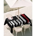 thumbnail image 3 of 60x84 Inch Outdoor Tablecloth with Umbrella Hole Zipper Rectangle American Flag Rectangular Tablecloths Outside Waterproof US Flag Baseball Stars Vintage Black Patio Table Cover for Picnic Party, 3 of 8