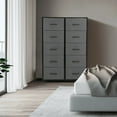 thumbnail image 3 of SIVROCK 10-Drawer Fabric Storage Tower, Dresser, Multi-Use Organizer with Fabric Bins, Steel Frame & Wood Top, Gray, 3 of 6