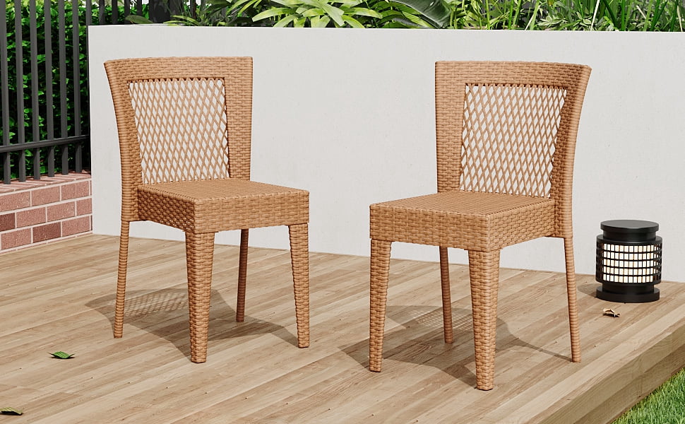Euroco FARLEY STACKING SIDECHAIR,Set of 2,KD,Light Brown