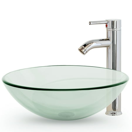 Miligoré Modern Gl Vessel Sink Above Counter Bathroom Vanity Miligoré Modern Gl Vessel Sink Above Counter Bathroom Vanity Basin Bowl With Chrome Faucet And