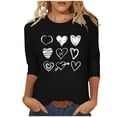 thumbnail image 2 of Ailaofu T-Shirts de la Saint-Valentin à Manches 3/4 Col Rond pour Femmes avec Imprimé Cœur Graphique, 2 of 5