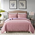 thumbnail image 5 of JML Lavish Plush Poly Velvet Quilt Set Pink Queen 3 Piece, 5 of 5