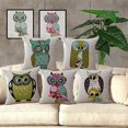 thumbnail image 2 of Linen Blend Rural Style Owl Pattern Cushion Cover Cotton Pillowslip Square Decorative Throw Pillow Case 18 X 18', 2 of 3