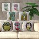 thumbnail image 2 of Linen Blend Rural Style Owl Pattern Cushion Cover Cotton Pillowslip Square Decorative Throw Pillow Case 18 X 18', 2 of 3