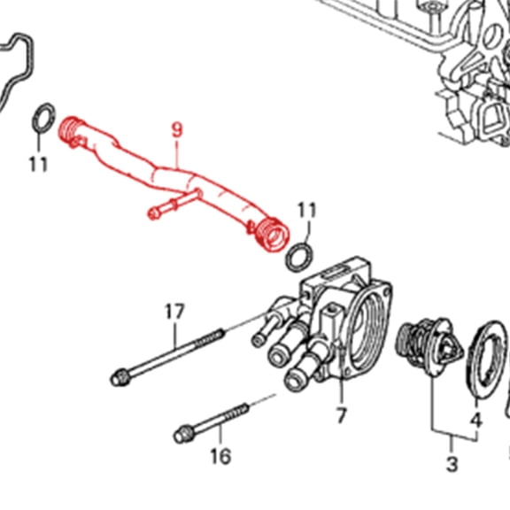 Zyutaosan New For 96-00 Honda Civic D16 Water Coolant Connecting Pipe W O-Rings Ex Dx Lx Hx