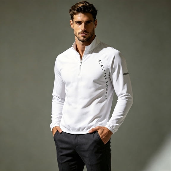 Maqroz Long Sleeve Workout Tops Men 1/4 Zip Mock Neck Athletic Sun Protection Shirt Moisture Wicking Training Gym Sweatshirt Lightweight Running Golf Top