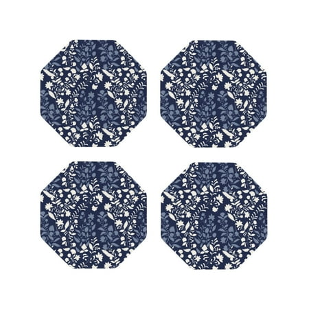 

Tideii Plant for Leather Coasters 4 Pieces Anti-fouling and Anti-scalding Decorative Coasters Suitable for Restaurants Kitchens Coffee Shops-Octagon