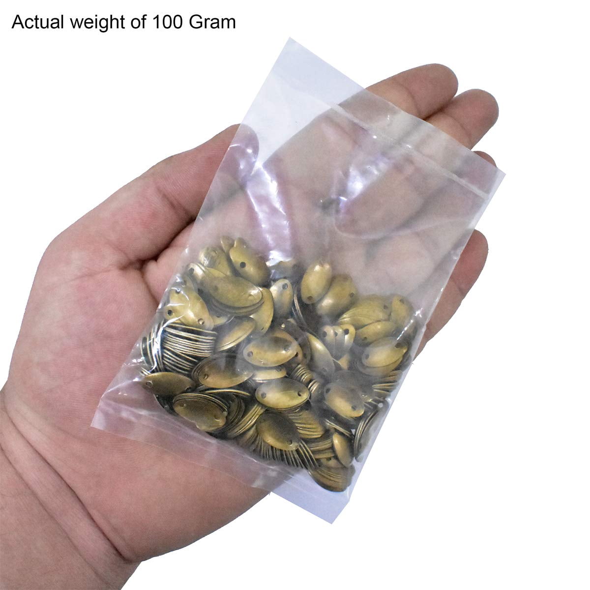 Brass World Bean Shape Metal Sequins for Craft, Embroidery and Jewellery Making 100gm (8 * 15MM, Gold)