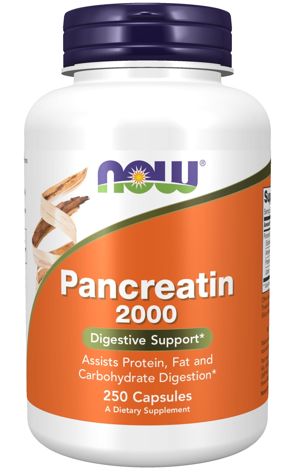 NOW Supplements, Pancreatin 10X 200 mg with naturally occurring ...