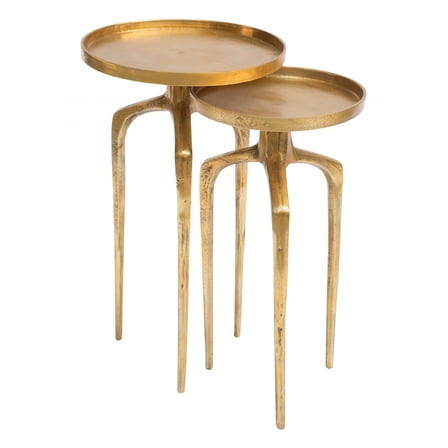 Set of Two Antique Gold Accent Tables