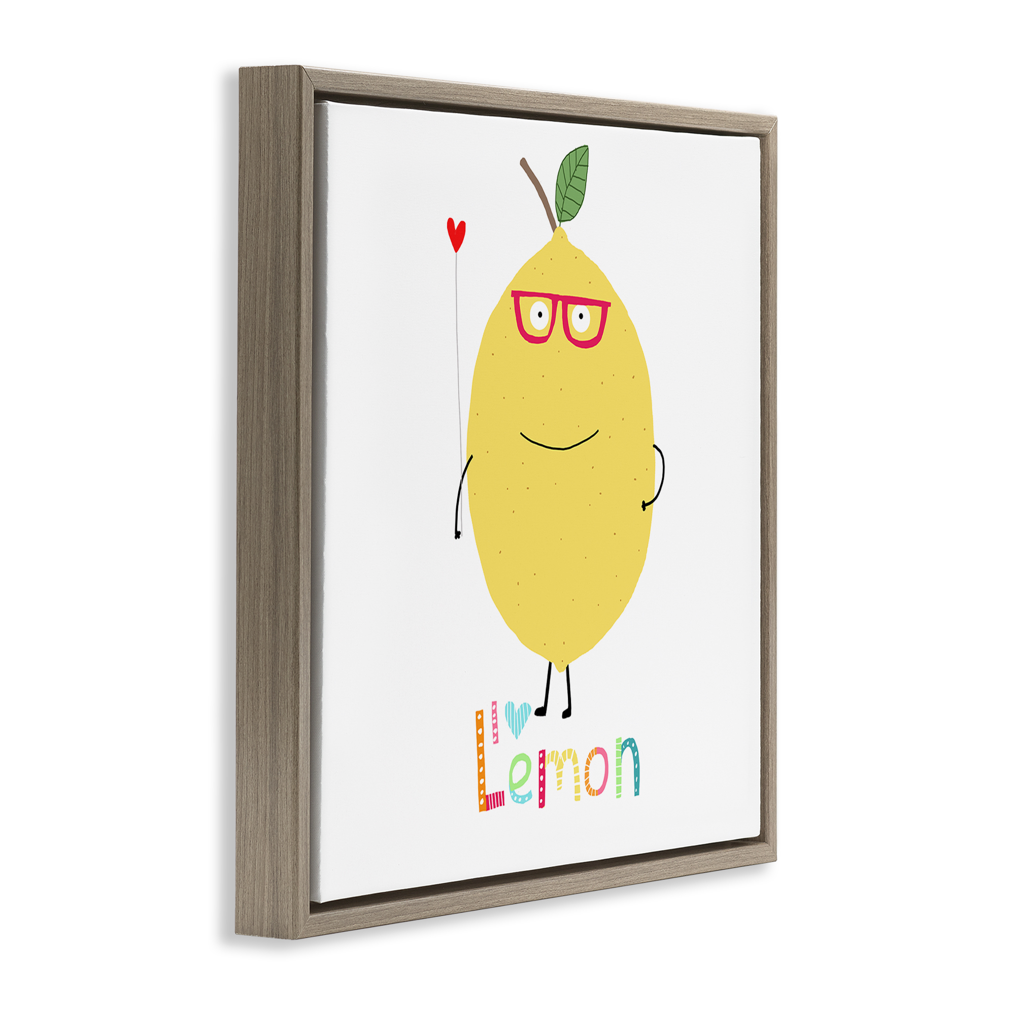 Stupell Industries Fun Smiling Lemon Food & Beverage Painting Brown Floater Framed Canvas Art Print Wall Art, 18 x 18