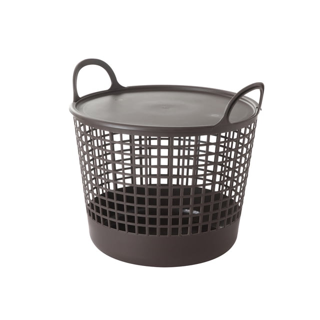 Cesta de almacenamiento de plástico, cesta de lavandería grande con tapa, cesta de ropa sucia, cesta de almacenamiento portátil