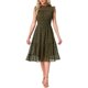 thumbnail image 1 of Vestido de gasa sin mangas para mujer Inspire Chic con cintura fruncida y estrellas metálicas doradas, vestido de fiesta verde militar XS, 1 of 6